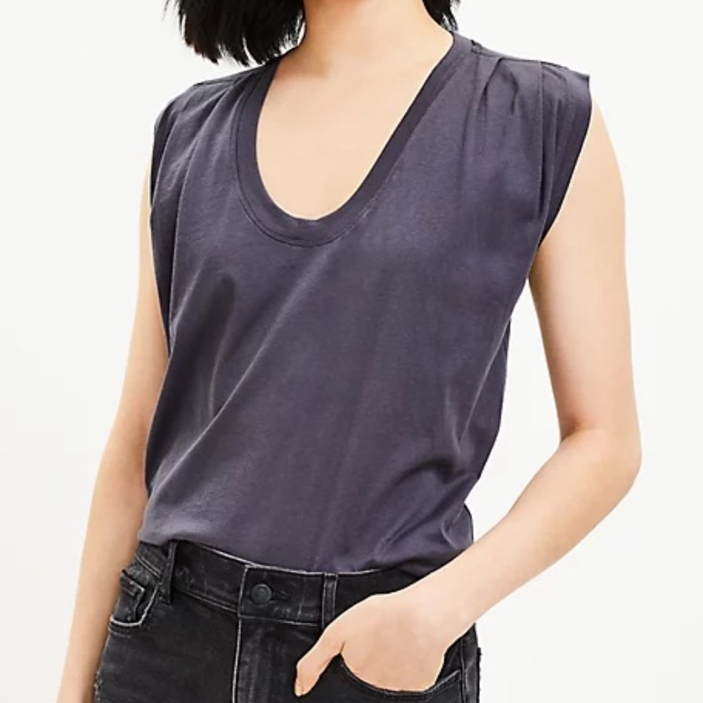 LOFT Pleated Muscle Tee in Charcoal